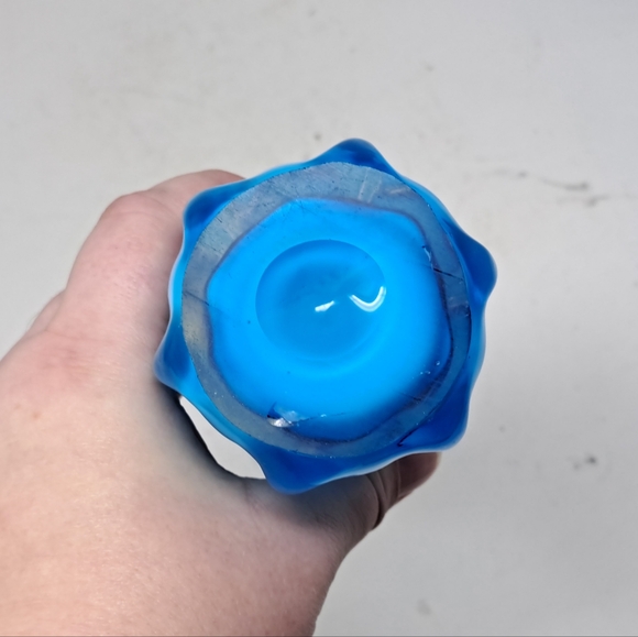 Blue And White Stretched Glass Bud Vase - Picture 5 of 5